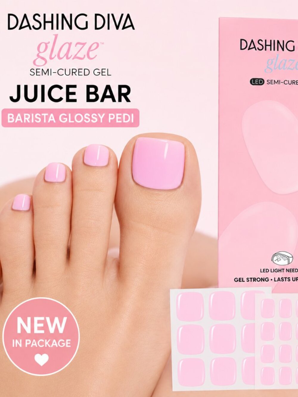 Dashing Diva Glaze Juice Bar Barista Glossy Pedi Semi-Cured Gel Pedicure NEW